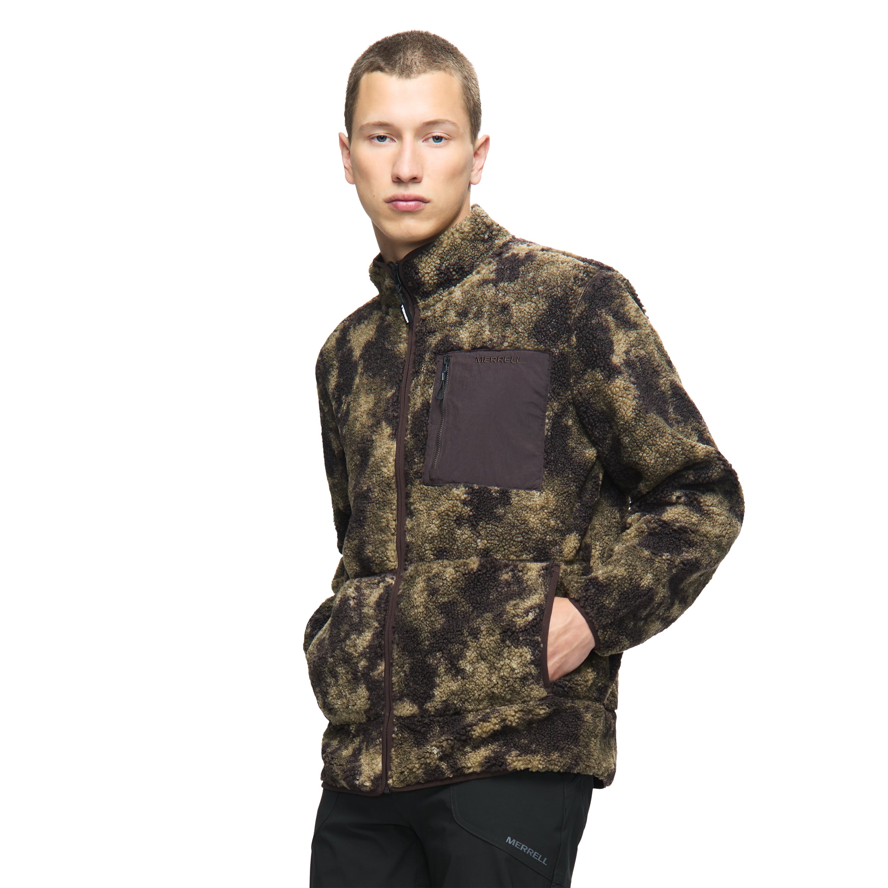 Sunspire AOP Sherpa Full Zip Mock Neck Men's